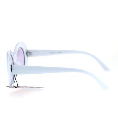 Oval Color Lens Retro Mod Oval Round Minimal White Frame Sunglasses - Purple - CC1853QAH6M $18.99