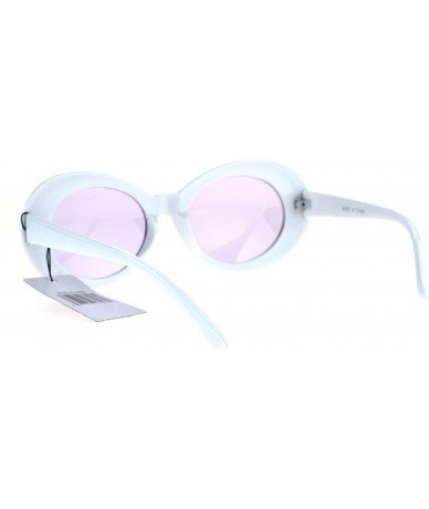 Oval Color Lens Retro Mod Oval Round Minimal White Frame Sunglasses - Purple - CC1853QAH6M $18.99