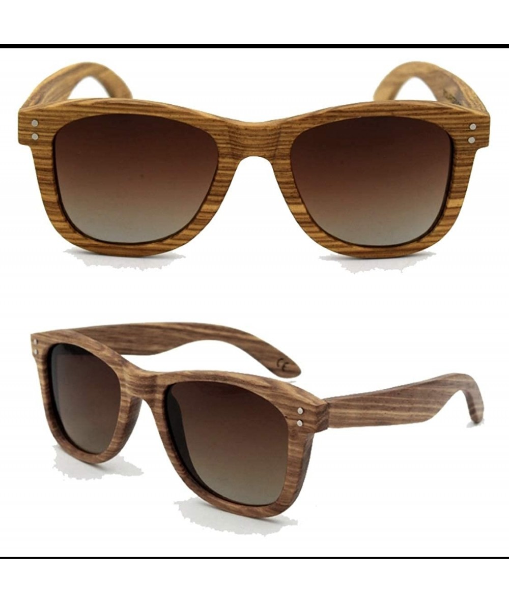 Oval Unisex bamboo sunglasses - Dark Brown - CZ18IS90E0N $25.41