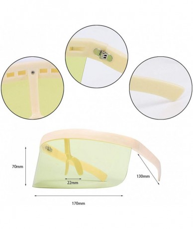 Oversized Oversize Shield Visor Sunglasses Flat Top Mirrored Mono Lens 170mm - Beige Frame Yellow Lens - CV18RW99YET $27.29