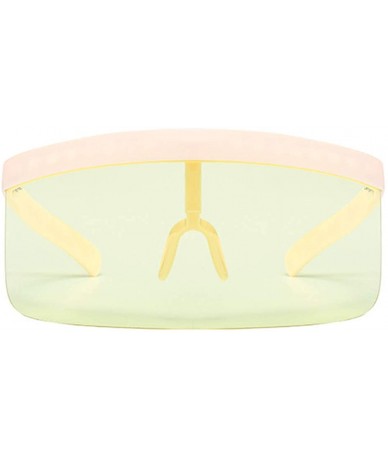 Oversized Oversize Shield Visor Sunglasses Flat Top Mirrored Mono Lens 170mm - Beige Frame Yellow Lens - CV18RW99YET $27.29