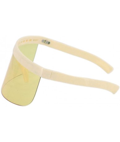 Oversized Oversize Shield Visor Sunglasses Flat Top Mirrored Mono Lens 170mm - Beige Frame Yellow Lens - CV18RW99YET $27.29