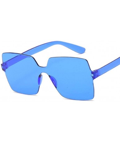 Square Sunglasses Ladies Square Sunglasses Women UV400 Suitable for Parties - Shopping - Shopping Easy to Carry - Blue - CB19...