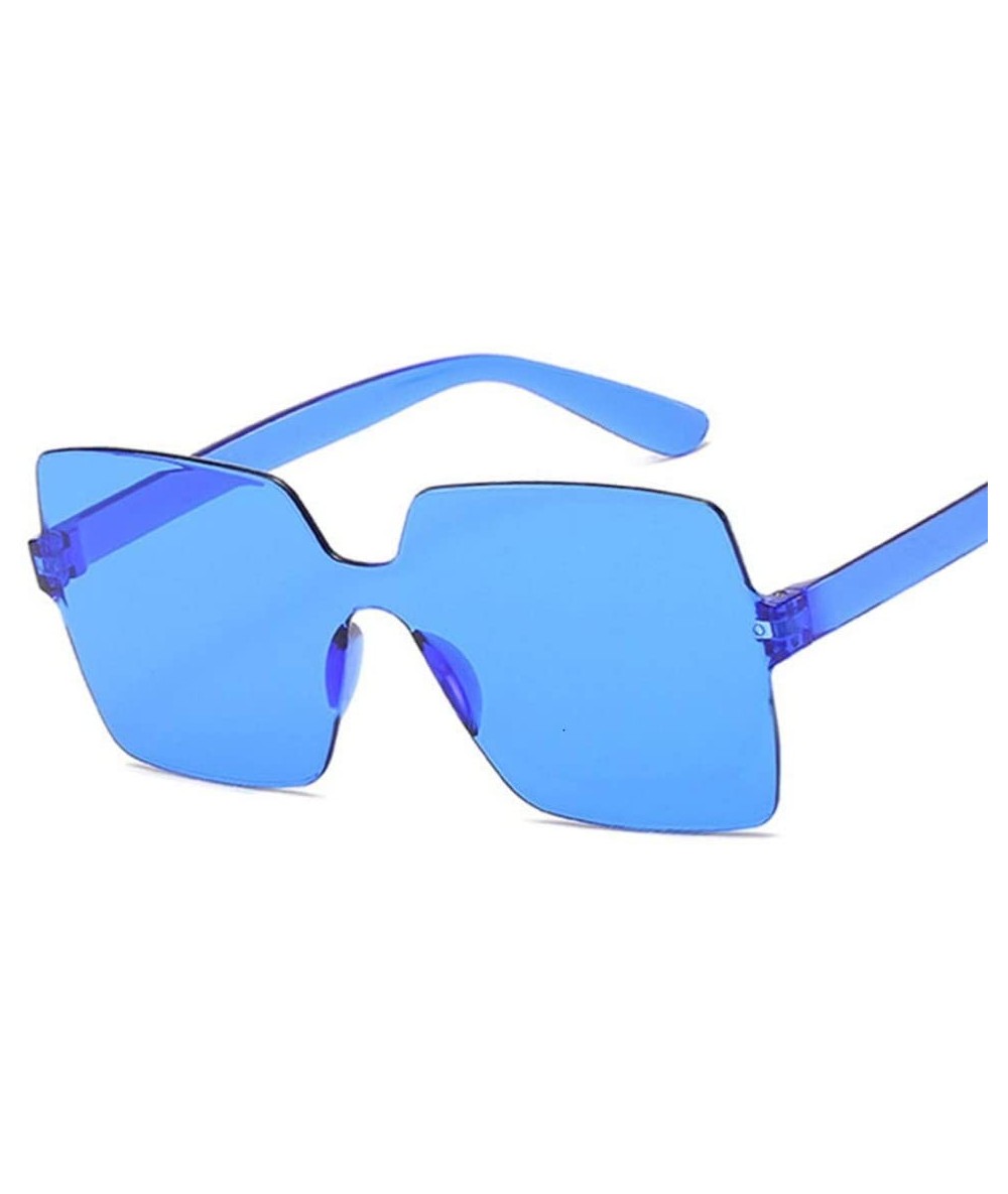 Square Sunglasses Ladies Square Sunglasses Women UV400 Suitable for Parties - Shopping - Shopping Easy to Carry - Blue - CB19...