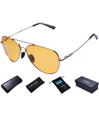 Aviator Men's Aviator Polarized Sunglasses - 400 UV Protection Premium Military - Gold Frame/Yellow Lens - CV18GGU5LK0 $38.21