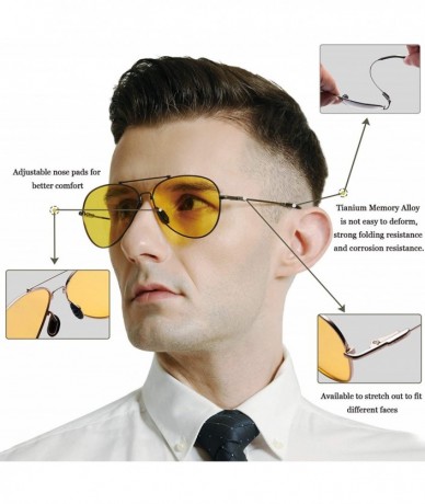 Aviator Men's Aviator Polarized Sunglasses - 400 UV Protection Premium Military - Gold Frame/Yellow Lens - CV18GGU5LK0 $38.21