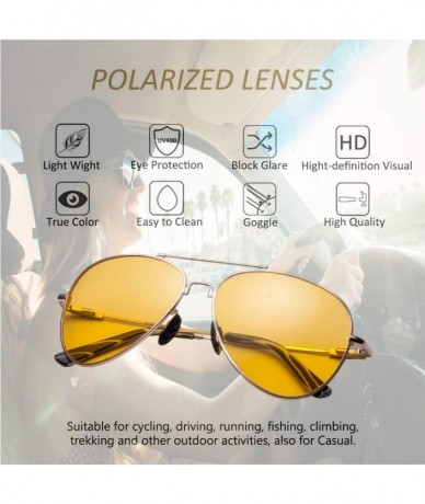 Aviator Men's Aviator Polarized Sunglasses - 400 UV Protection Premium Military - Gold Frame/Yellow Lens - CV18GGU5LK0 $38.21