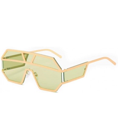 Oversized Personality Oversized Sunglasses Protection - Gold/Green - CZ18XZHYRN2 $63.12