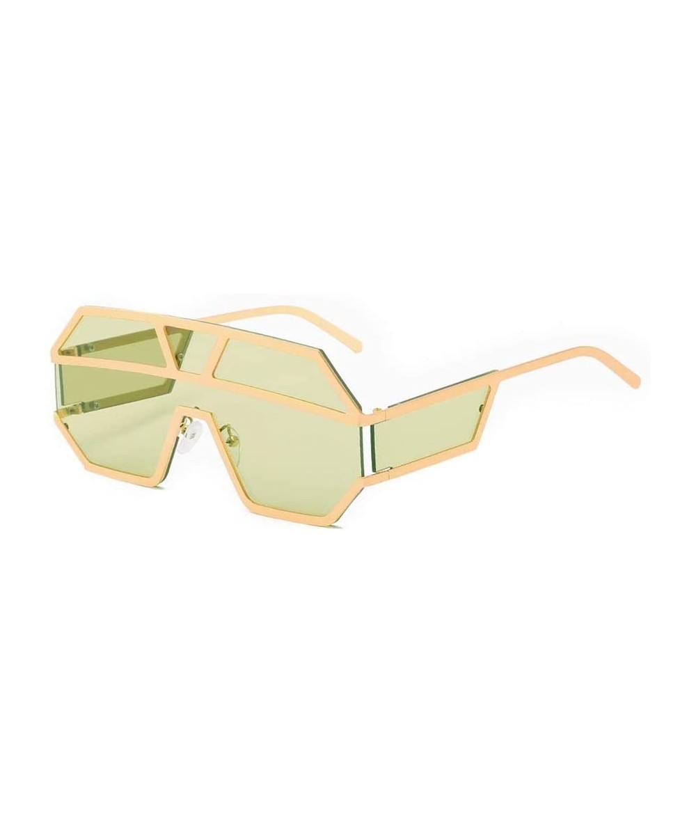 Oversized Personality Oversized Sunglasses Protection - Gold/Green - CZ18XZHYRN2 $63.12