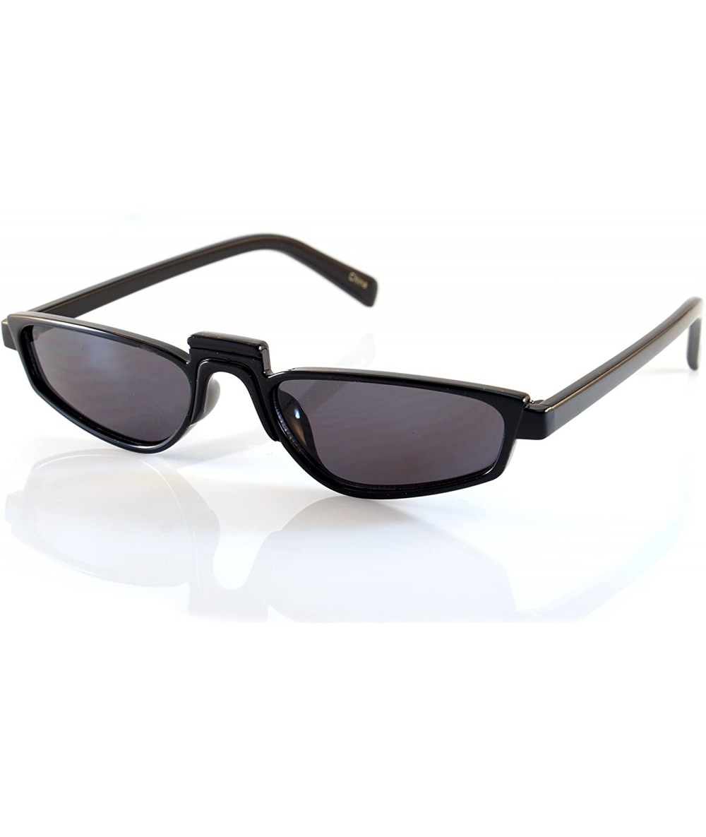 Cat Eye Extreme Wide Slim Raised Bridge Rectangular Cat-Eye Sunglasses A136 - Black/ Black Sd - C418C8KMIA2 $17.85