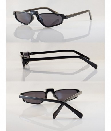 Cat Eye Extreme Wide Slim Raised Bridge Rectangular Cat-Eye Sunglasses A136 - Black/ Black Sd - C418C8KMIA2 $17.85