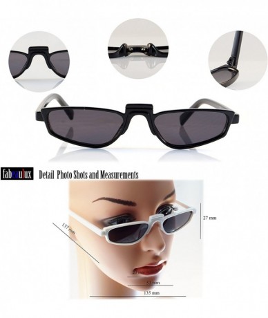 Cat Eye Extreme Wide Slim Raised Bridge Rectangular Cat-Eye Sunglasses A136 - Black/ Black Sd - C418C8KMIA2 $17.85