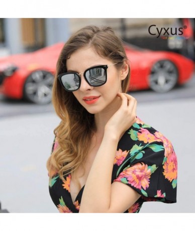 Oversized Cateye Women Sunglasses Polarized UV Protection Driving Sun Glasses for Fishing Riding Outdoors - Silver Lens - CS1...