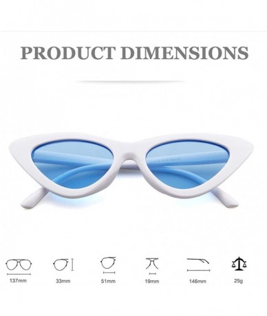 Sport Women Clout Goggles Cat Eye Sunglasses Vintage Mod Style Retro Kurt Cobain Sunglasses - White Frame Blue Lens - CQ18CZM...