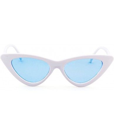 Sport Women Clout Goggles Cat Eye Sunglasses Vintage Mod Style Retro Kurt Cobain Sunglasses - White Frame Blue Lens - CQ18CZM...