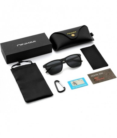 Square Unisex Polarized Sunglasses- Sunglasses wish Aluminum Temple UV400 - Black - CA18D0I3TMO $31.04