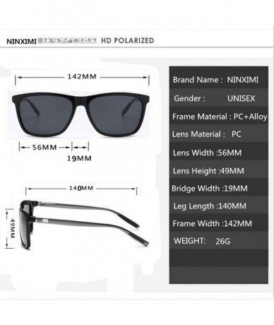 Square Unisex Polarized Sunglasses- Sunglasses wish Aluminum Temple UV400 - Black - CA18D0I3TMO $31.04