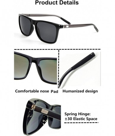 Square Unisex Polarized Sunglasses- Sunglasses wish Aluminum Temple UV400 - Black - CA18D0I3TMO $31.04