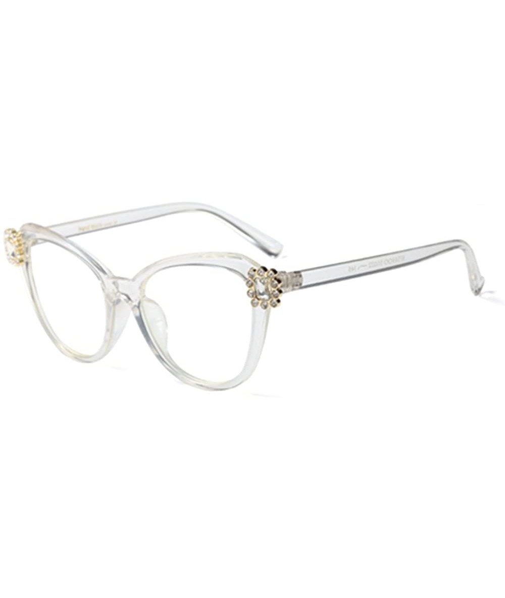 Rimless 2018 Oversize Women Big Full Frame Eye Glasses Crystal Rhinestone Eyewear Light - Transparent White - CT18DHCL057 $24.01