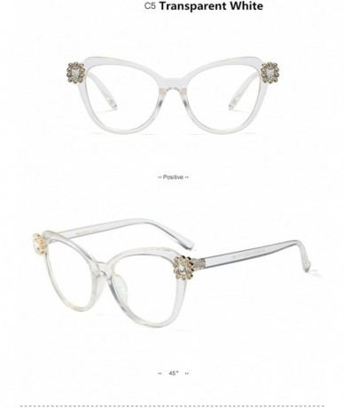 Rimless 2018 Oversize Women Big Full Frame Eye Glasses Crystal Rhinestone Eyewear Light - Transparent White - CT18DHCL057 $24.01