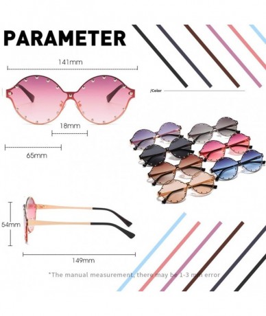 Oversized Classic Oval Rivet Sunglasses for Women Studded Eyeglasses UV400 Protection WS074 - 074 Gold Frame Grey Pink Lens -...