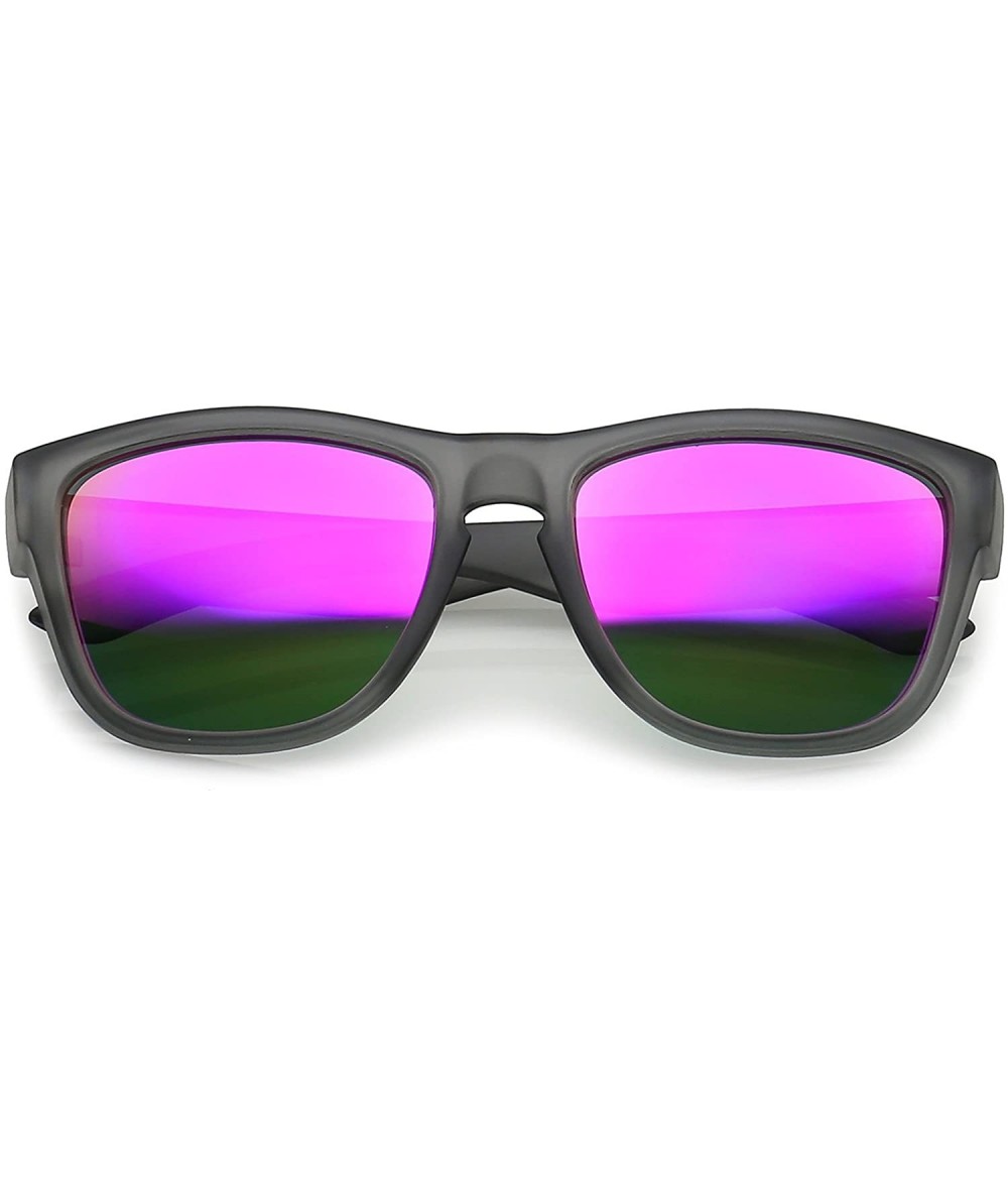 Wayfarer Classic Thick Arms Keyhole Mirrored Square Lens Horn Rimmed Sunglasses 54mm - Matte Smoke / Magenta Mirror - CT182Q8...