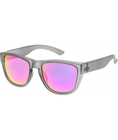 Wayfarer Classic Thick Arms Keyhole Mirrored Square Lens Horn Rimmed Sunglasses 54mm - Matte Smoke / Magenta Mirror - CT182Q8...