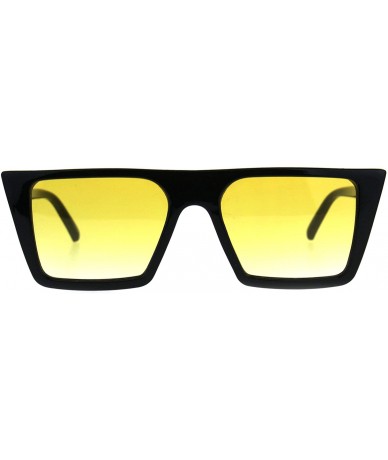 Rectangular Retro Modern Womens Sunglasses Flat Top Rectangular Trapezoid Frame UV 400 - Black (Yellow) - CU18008NX2U $20.55