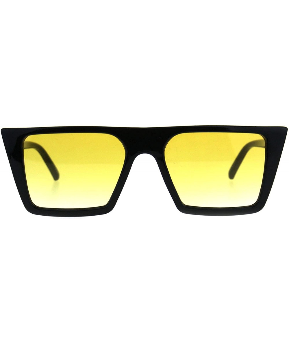 Rectangular Retro Modern Womens Sunglasses Flat Top Rectangular Trapezoid Frame UV 400 - Black (Yellow) - CU18008NX2U $20.55