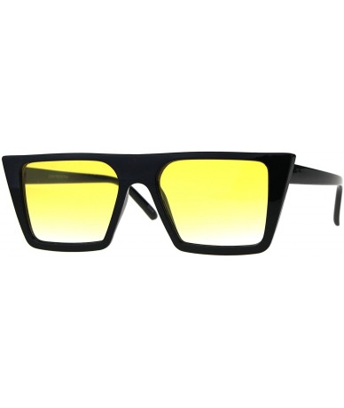 Rectangular Retro Modern Womens Sunglasses Flat Top Rectangular Trapezoid Frame UV 400 - Black (Yellow) - CU18008NX2U $20.55