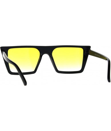 Rectangular Retro Modern Womens Sunglasses Flat Top Rectangular Trapezoid Frame UV 400 - Black (Yellow) - CU18008NX2U $20.55