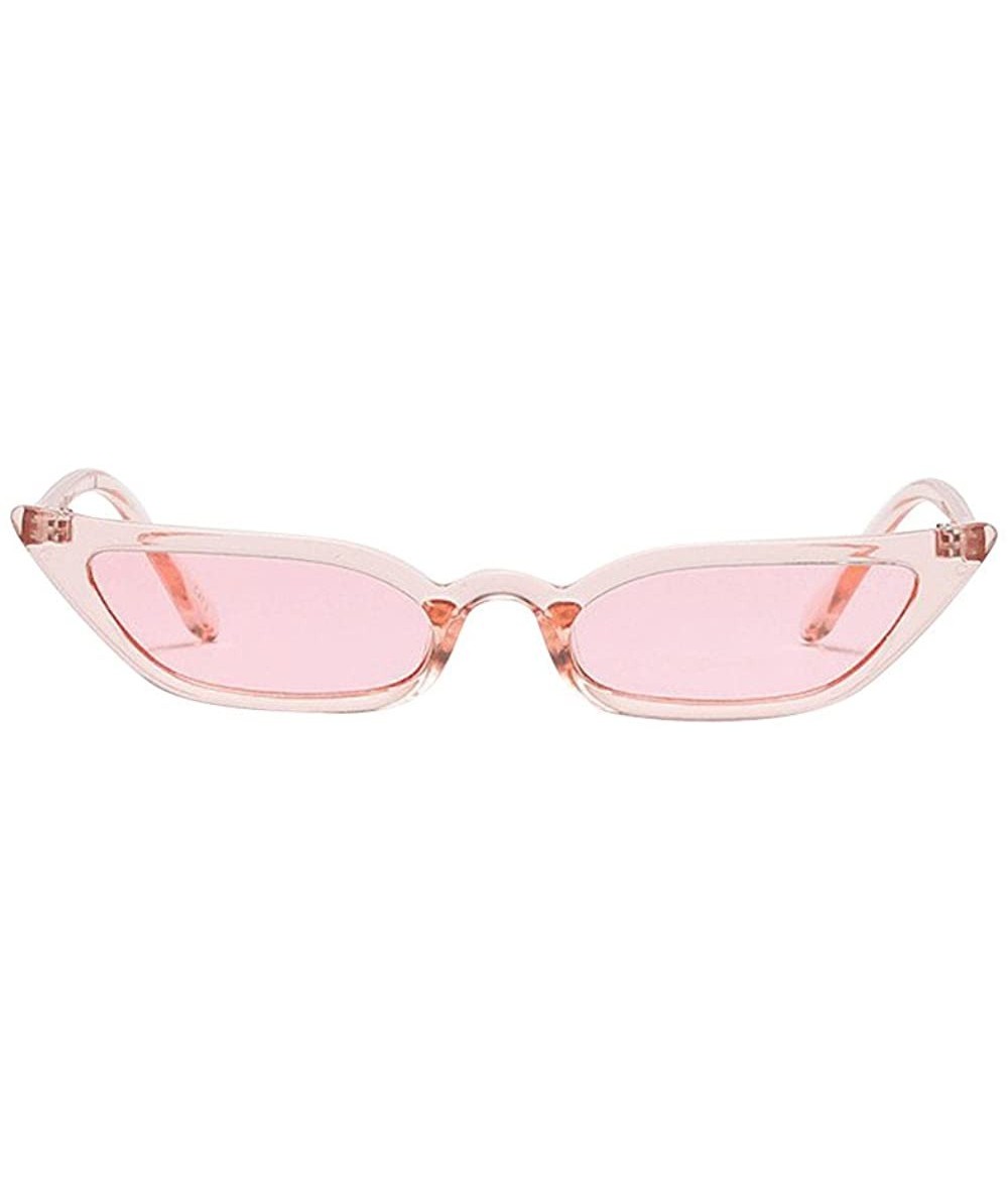 Oval Women Vintage Cat Eye Sunglasses Retro Small Frame UV400 Eyewear Fashion Ladies - Pink - CW1945DU8MQ $16.83