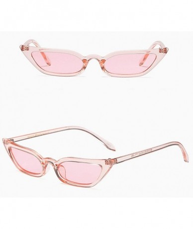 Oval Women Vintage Cat Eye Sunglasses Retro Small Frame UV400 Eyewear Fashion Ladies - Pink - CW1945DU8MQ $16.83