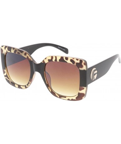 Square Heritage Modern "F'd Up 2.0" Simple Square Frame Sunglasses - Ivory Leopard - C718GYGSWI8 $18.69