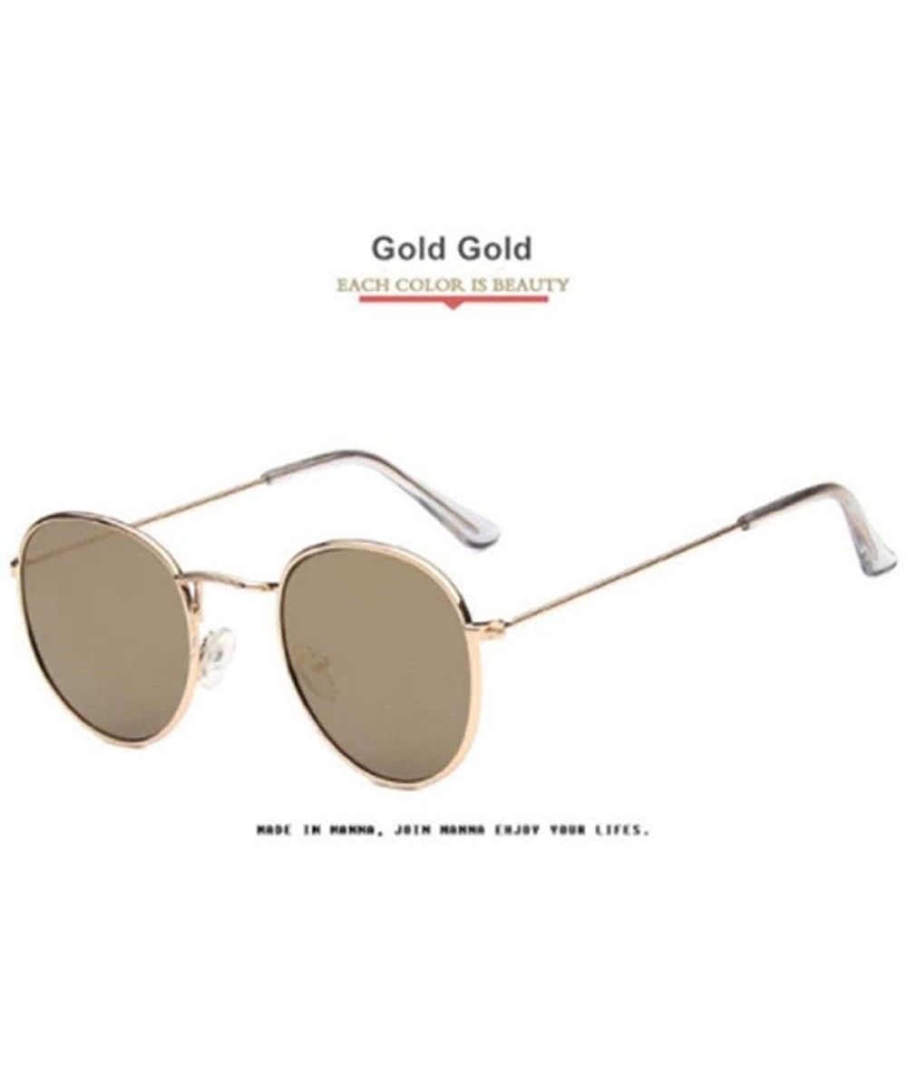 Aviator Women Sunglasses Coating Reflective Mirror Round Glasses Black Gray As Picture - Gold Gold - CP18YLY5EUO $18.24