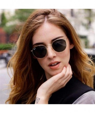 Aviator Women Sunglasses Coating Reflective Mirror Round Glasses Black Gray As Picture - Gold Gold - CP18YLY5EUO $18.24