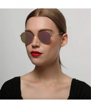 Aviator Women Sunglasses Coating Reflective Mirror Round Glasses Black Gray As Picture - Gold Gold - CP18YLY5EUO $18.24