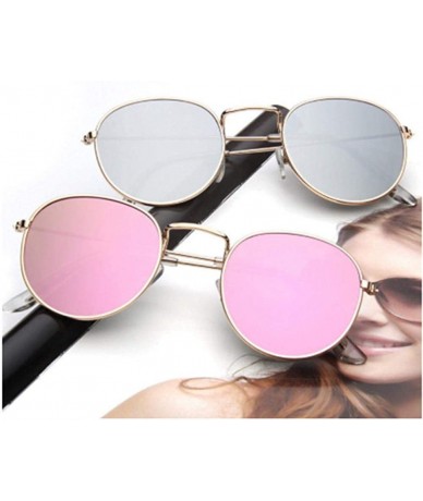 Aviator Women Sunglasses Coating Reflective Mirror Round Glasses Black Gray As Picture - Gold Gold - CP18YLY5EUO $18.24