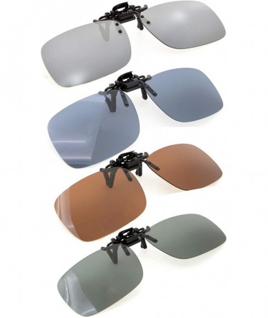 Square Flip-up Clip-on Sunglasses Polarized Lens - Mix - CI18NLQX9L5 $41.86