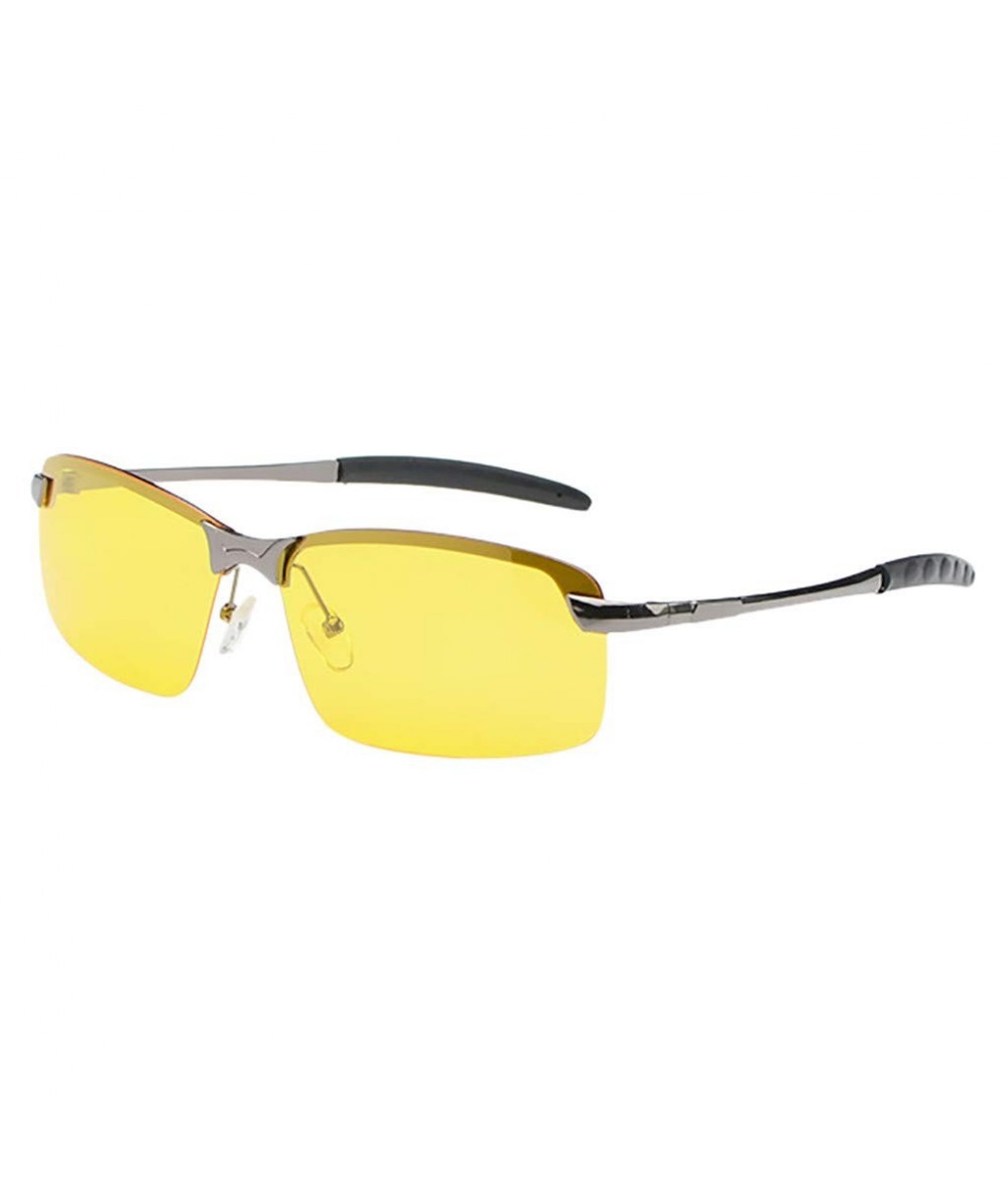 Goggle Driving Rectangle Sunglasses Polarized - Gray - CD18Q57NEM7 $18.94