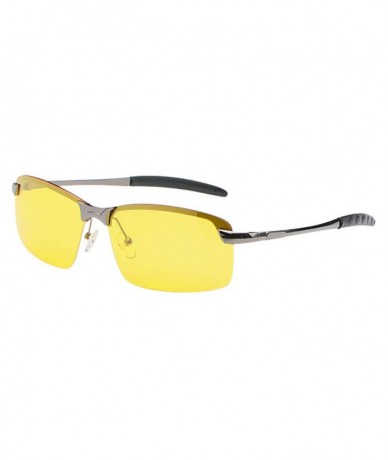 Goggle Driving Rectangle Sunglasses Polarized - Gray - CD18Q57NEM7 $18.94