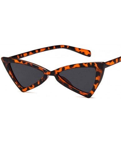 Cat Eye Female Fashion Retro Sunglasses Triangular Cat's Eye Outdoor Travel Sunglasses - Leopard Print - CO18Y00ISL6 $48.79