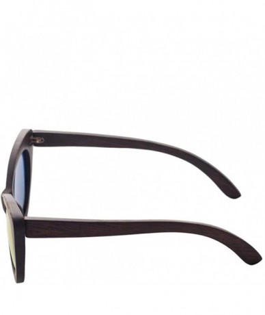 Sport Bamboo wood sunglasses cat eye dance black brown frame blue Black-brown - C118XG2ROU9 $47.91