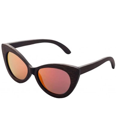 Sport Bamboo wood sunglasses cat eye dance black brown frame blue Black-brown - C118XG2ROU9 $47.91