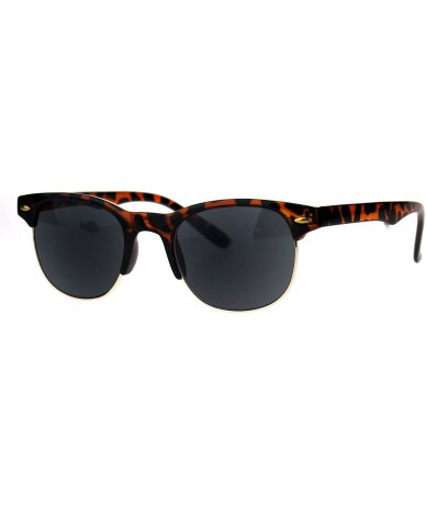 Rectangular Mens Half Horn Rim Hipster Powered Reading Lens Sunglasses - Tortoise Brown - CQ18DIA00Z9 $24.34