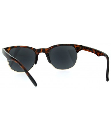 Rectangular Mens Half Horn Rim Hipster Powered Reading Lens Sunglasses - Tortoise Brown - CQ18DIA00Z9 $24.34