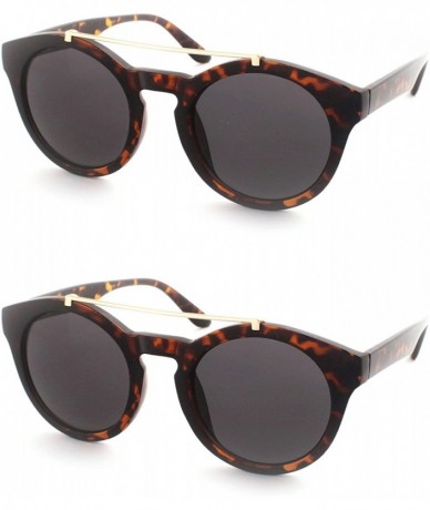 Round Round Sunglasses With Metal Bridge P2402 - 2 Pcs Tort-smoke & Tort-smoke - CY12JSUTQY5 $34.85