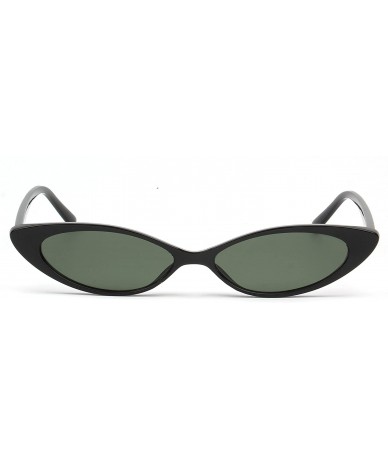 Oval Cat Eye Sunglasses Oval Round Skinny Clout Goggles Small Vintage Glasses - Black - C518CUKWWR3 $19.11