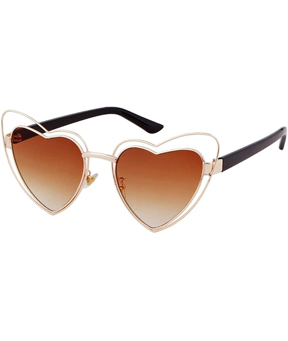 Oversized Heart Sunglasses Clout Goggles Vintage Women Cat Eye Retro Mod Style Oversized Sun Glasses - Gold/Brown - CJ192EG62...