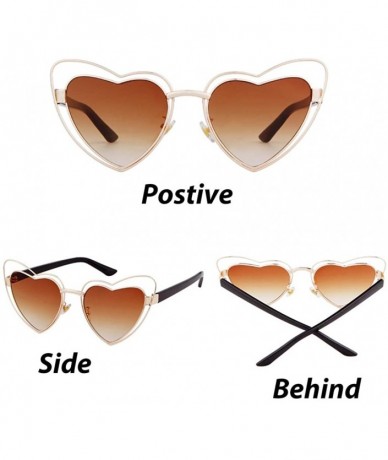 Oversized Heart Sunglasses Clout Goggles Vintage Women Cat Eye Retro Mod Style Oversized Sun Glasses - Gold/Brown - CJ192EG62...